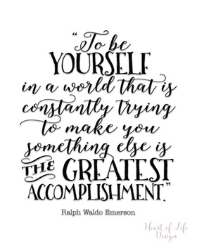 Preview of Ralph Waldo Emerson quote poster | To be yourself quote | 16x20 11x14 8x10