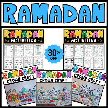 Preview of Ramadan Activities Bundle | Ramadan Crown Craft | Ramadan Craft and Math