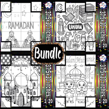 Preview of Ramadan Activities Collaborative Coloring Poster Bulletin Board Craft/Bundle