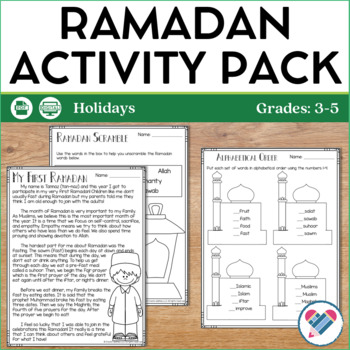 Preview of Ramadan Reading and Writing Activities Printable and Digital
