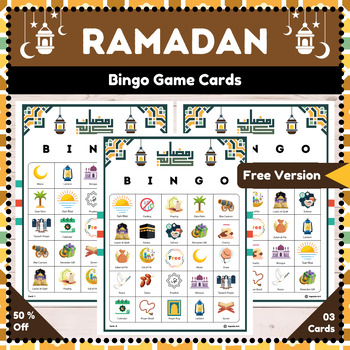 Preview of Ramadan Bingo Game Cards : Vocabulary Building Game | Free Version