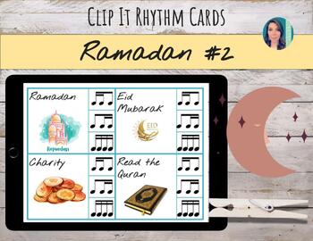 Preview of Ramadan | Clip It Rhythm Cards | Sixteenth & Eighth Notes for Music Centers