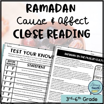 Preview of Ramadan Cause & Effect Close Reading Passage, Writing, Vocabulary, Activities