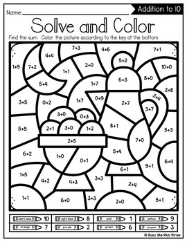 Ramadan Color by Code Addition and Subtraction to 10 Mystery Pictures