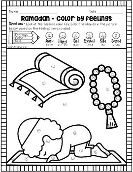 Ramadan Color by Feeling Worksheets by Coconut Counselor | TPT