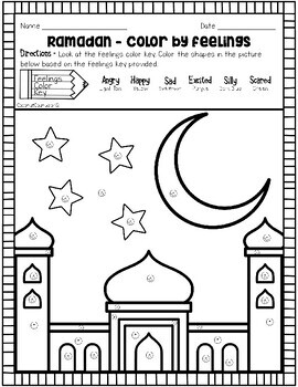 Ramadan Color by Feeling Worksheets by Coconut Counselor | TPT