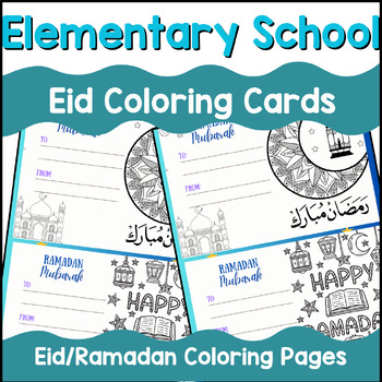 Preview of Ramadan Coloring Cards - Cute Ramadan Greeting Cards with Lanterns (30 cards)