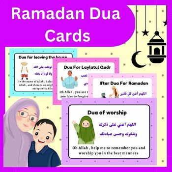 Preview of Ramadan Daily Duas Flash Cards/ Islamic Dua Dzikr Cards | Arabic duas Cards