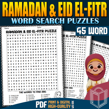Preview of Ramadan & Eid al-Fitr Word Search Puzzles: Explore Traditions & Celebrations!