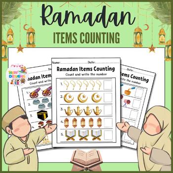 Preview of Ramadan Items Counting  / Printable Worksheets  / Islamic Activity