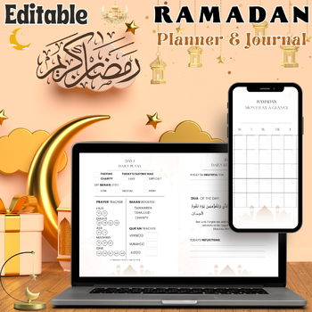 Preview of Ramadan Journal & Planner | Organizer for the Month Ramadan Planner Editable