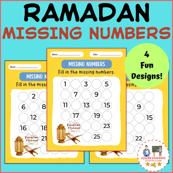 Preview of Ramadan Missing Numbers Worksheets | Islamic Activities