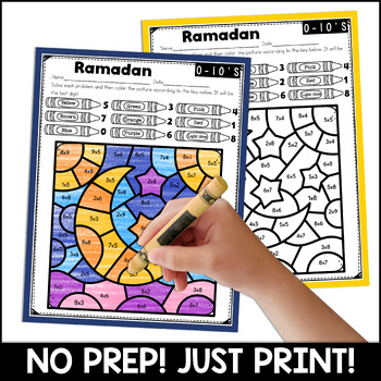 Ramadan Multiplication Color by Number Code Coloring Worksheets | TPT