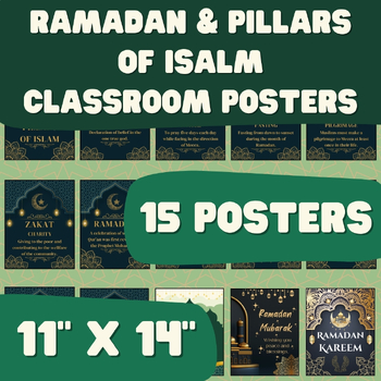Preview of Ramadan - Pillars of Islam - Bulletin Board Posters - 11" x 14"