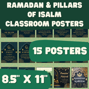 Preview of Ramadan - Pillars of Islam - Bulletin Board Posters - 8.5" x 11"