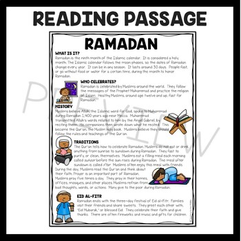 Ramadan Reading Comprehension Worksheet Islam by Teaching to the Middle