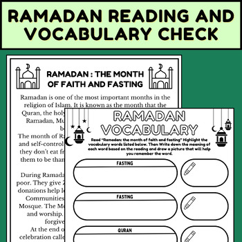 Preview of Ramadan Reading Passage | Vocabulary Check Activity|