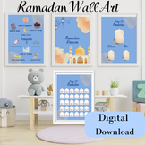 Ramadan Wall Art Countdown Calendar pink and blue theme