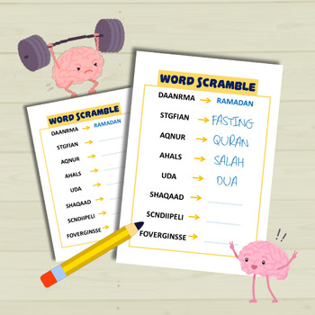 Preview of Ramadan Word Scramble Activity, Printable for Ramadhan Month 1445 - 2024