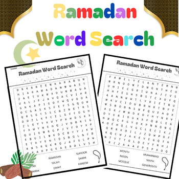 Ramadan Word Search Activity,Word Search Puzzle Worksheet | TPT
