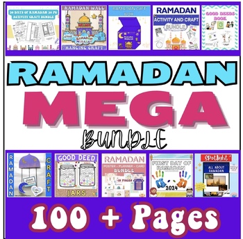 Preview of Ramadan and Eid MEGA BUNDLE 100+ pages activities, crafts, games, etc