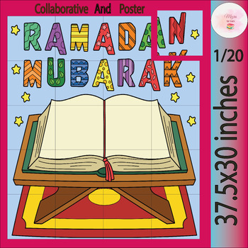 Preview of Ramadan mubarak Collaborative Coloring Poster Decoration Coloring page