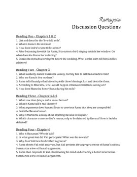 Preview of "Ramayana" Discussion Questions