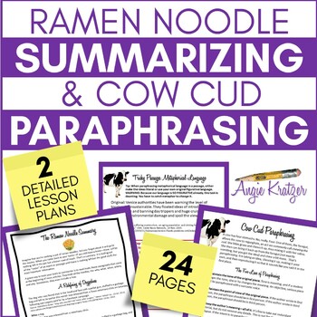 Preview of Ramen Noodle Summarizing and Cow Cud Paraphrasing | Nonfiction Text