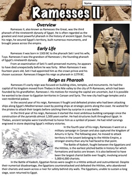 Preview of Ramesses II - Ramses the Great Worksheet