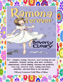 Ramona Forever by Beverly Cleary ELA Novel Reading Study Guide