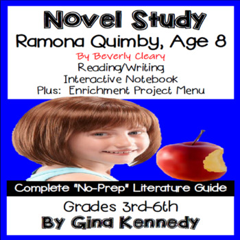 Preview of Ramona Quimby, Age 8 Novel Study and Project Menu; Plus Digital Option