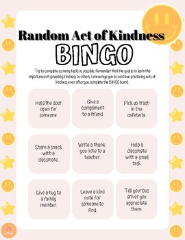 Random Act of Kindness BINGO by Craven Counseling | TPT