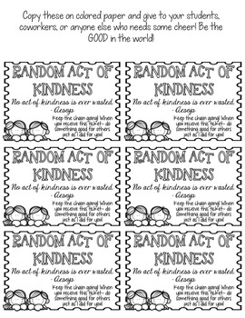 Random Act of Kindness Tickets by Just Keep Teaching by Mrs R | TpT