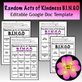 Random Acts of Kindness B.I.N.G.O (Editable Google Doc Template)