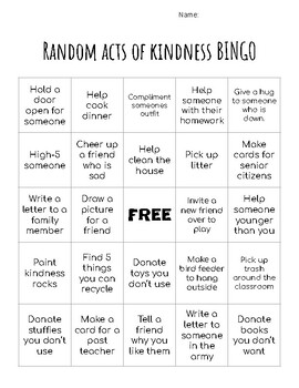 Random Acts of Kindness BINGO by Shelby Ettinger | TPT