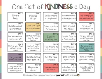 Random Acts of Kindness Calendar by Little Lions Academy | TPT