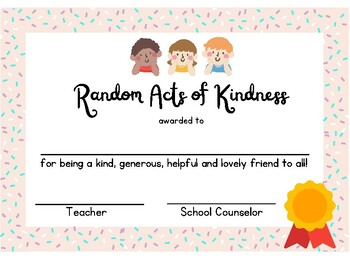 Preview of Random Acts of Kindness Certificate