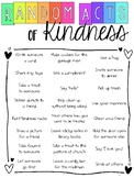 Random Acts of Kindness List
