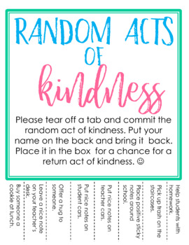 Random Acts of Kindness Tear-Away Ideas to Promote 