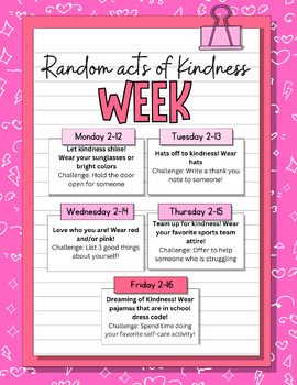 Preview of Random Acts of Kindness Week Dress Up Days