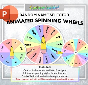 Preview of Randomly Select A Student - Customizable Digital Spinning Wheels for PowerPoint