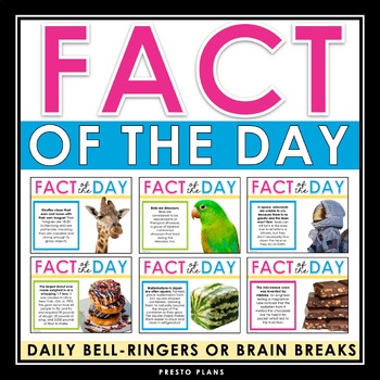 Preview of Fact of the Day Posters or Slides - Brain Breaks or Bell-Ringers Trivia Activity