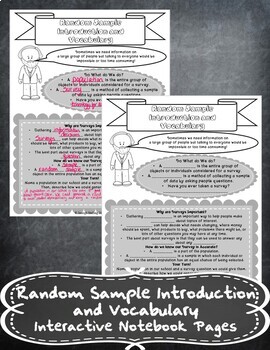 Preview of Random Sample Introduction and Vocabulary Notes Handout + Distance Learning