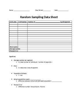Preview of Random Sampling Data Sheet