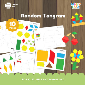 Preview of Random Tangram, Montessori Learning Game, Tangram Random Cards, Kids Printable P