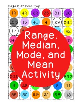 Preview of Range Median Mode Mean Activity Average Statistics