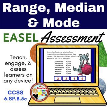 Preview of Range, Median, and Mode Easel Assessment - Digital Activity