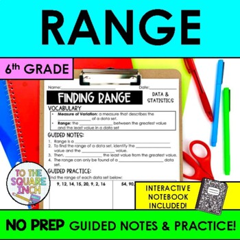 Preview of Range Notes & Practice | Finding Range Guided Notes | + Interactive Notebook