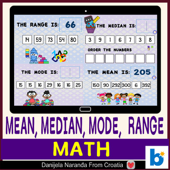 Preview of Finding range mode median and mean MATH Boom ™ Cards
