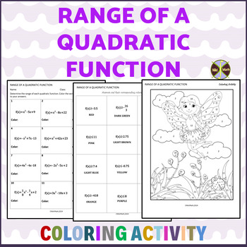 Preview of Range of a Quadratic Function - Coloring Activity